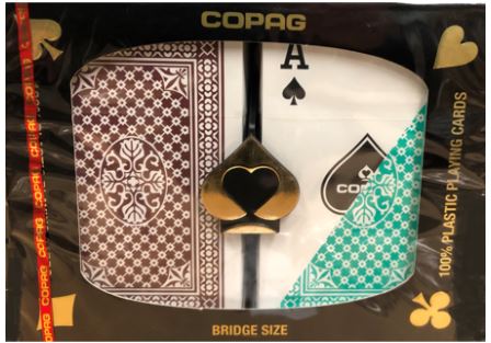 Copag Copa Casino Plastic Playing Cards Bridge Size Narrow, Super Index, Green/Brown 2 Deck Set main image